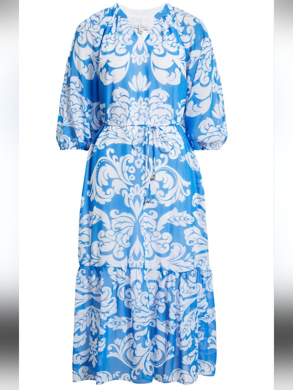 Julia Jordan Blue Floral Paisley Maxi Dress Medium